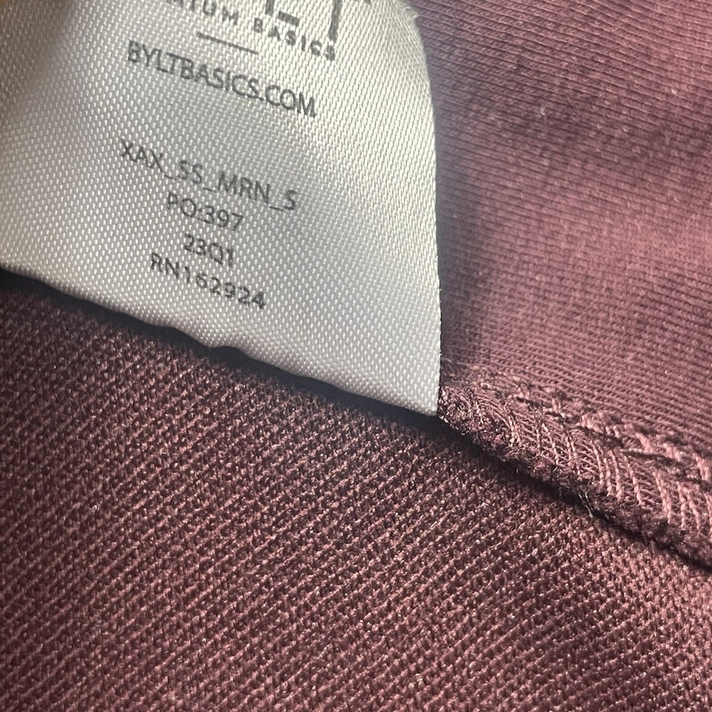 BYLT Lux Shirt Small Burgandy Short Sleeve Performance Premium Basics Men's‎ - Picture 10 of 12
